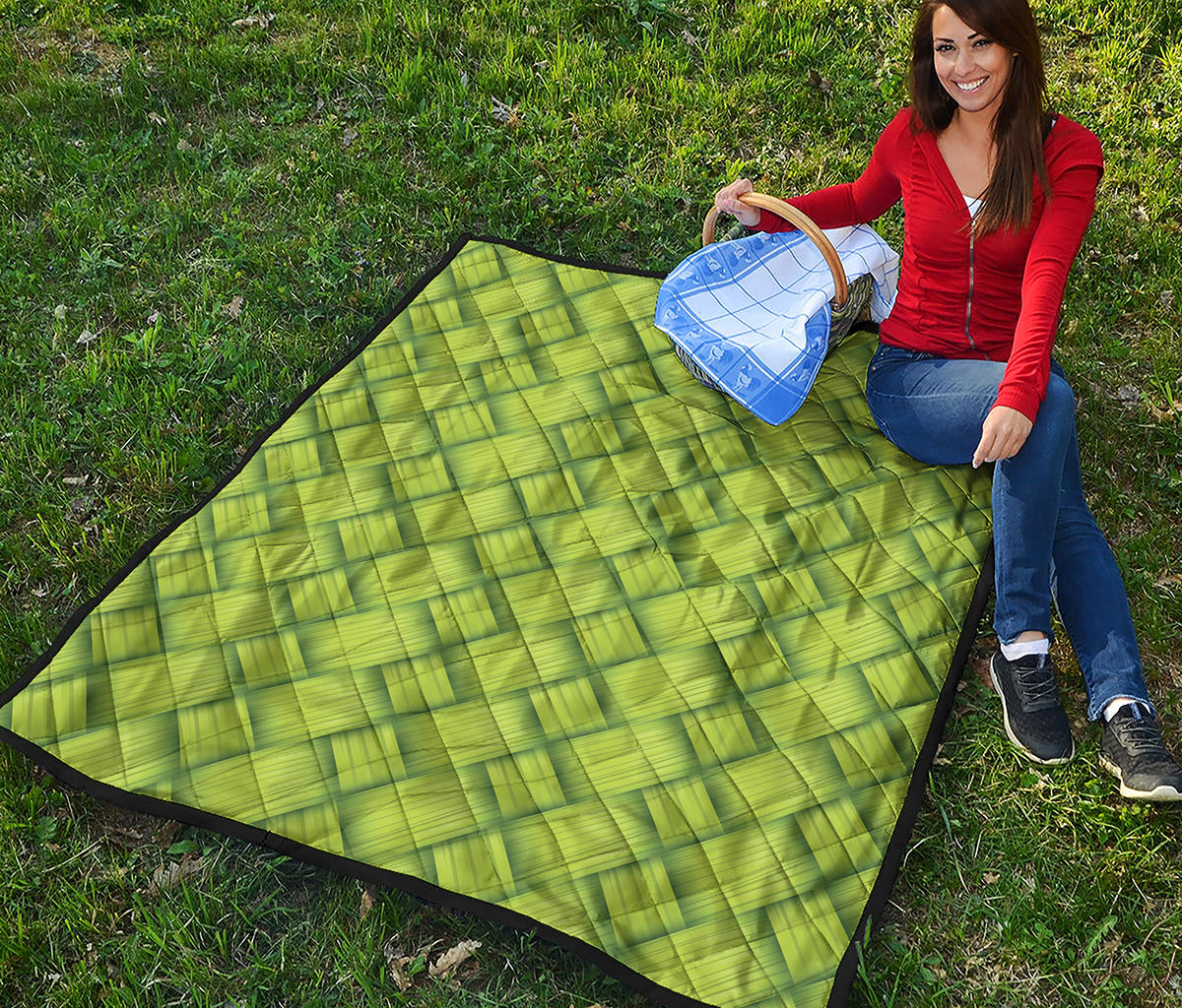 Green Bamboo Print Quilt