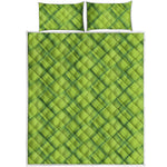 Green Bamboo Print Quilt Bed Set