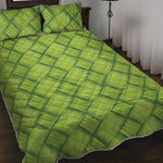 Green Bamboo Print Quilt Bed Set