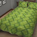 Green Bamboo Print Quilt Bed Set