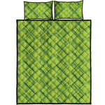 Green Bamboo Print Quilt Bed Set