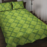 Green Bamboo Print Quilt Bed Set