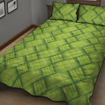 Green Bamboo Print Quilt Bed Set