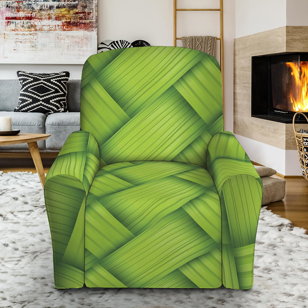 Green Bamboo Print Recliner Slipcover