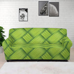 Green Bamboo Print Sofa Cover