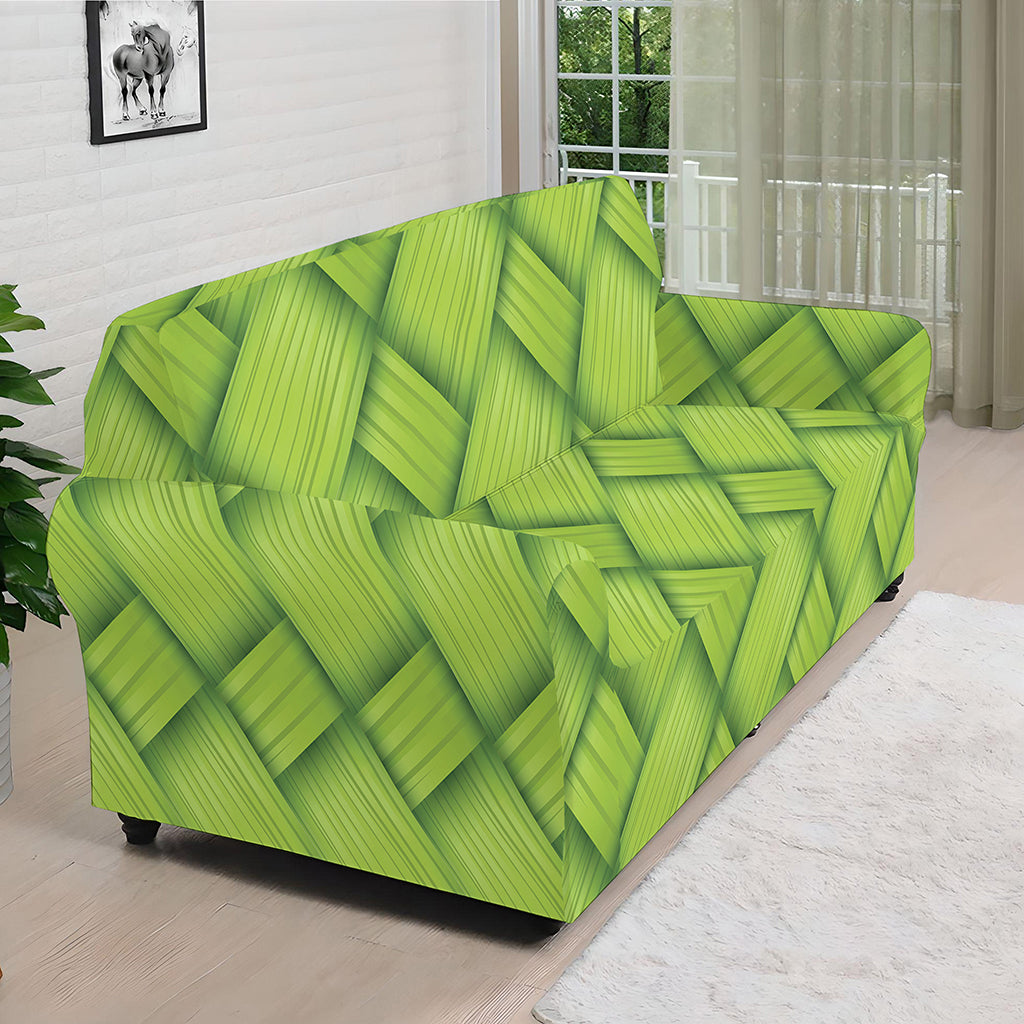 Green Bamboo Print Sofa Cover