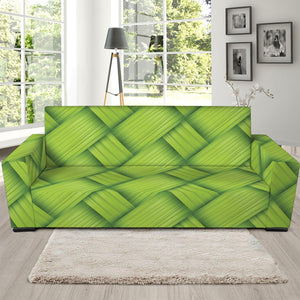 Green Bamboo Print Sofa Slipcover