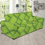 Green Bamboo Print Sofa Slipcover