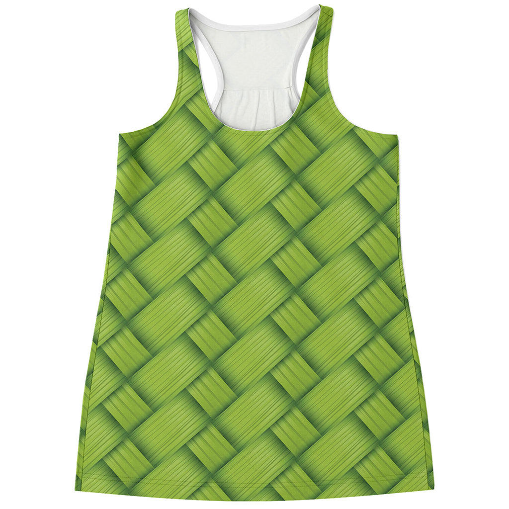 Green Bamboo Print Women's Racerback Tank Top