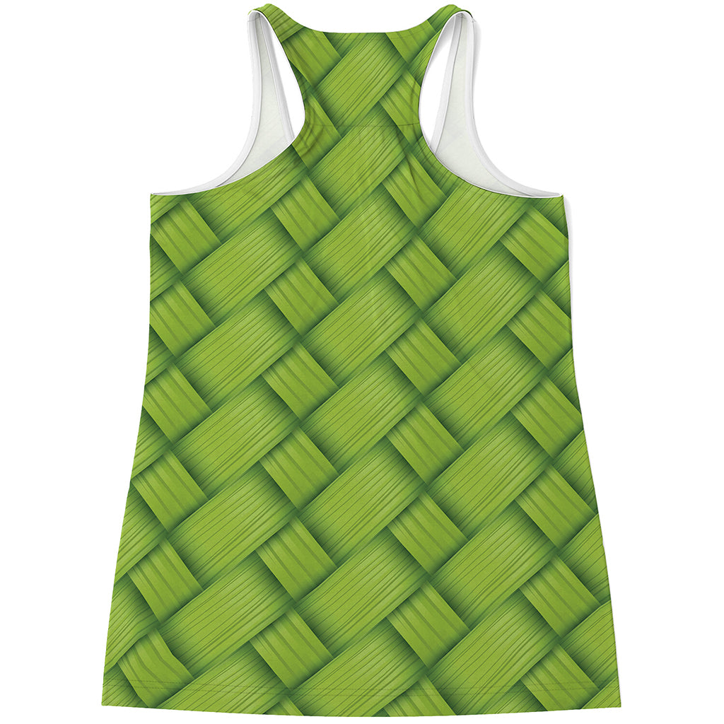 Green Bamboo Print Women's Racerback Tank Top