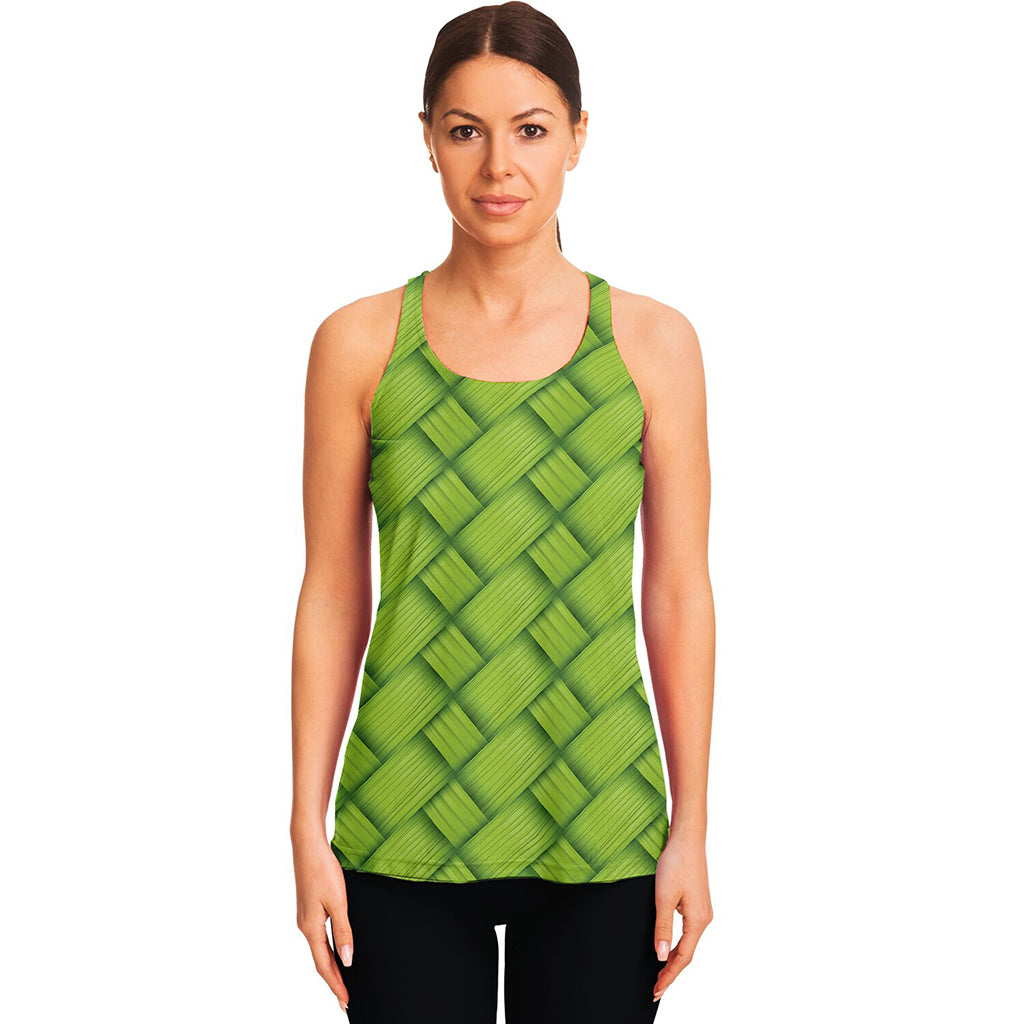 Green Bamboo Print Women's Racerback Tank Top