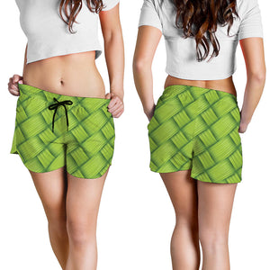 Green Bamboo Print Women's Shorts