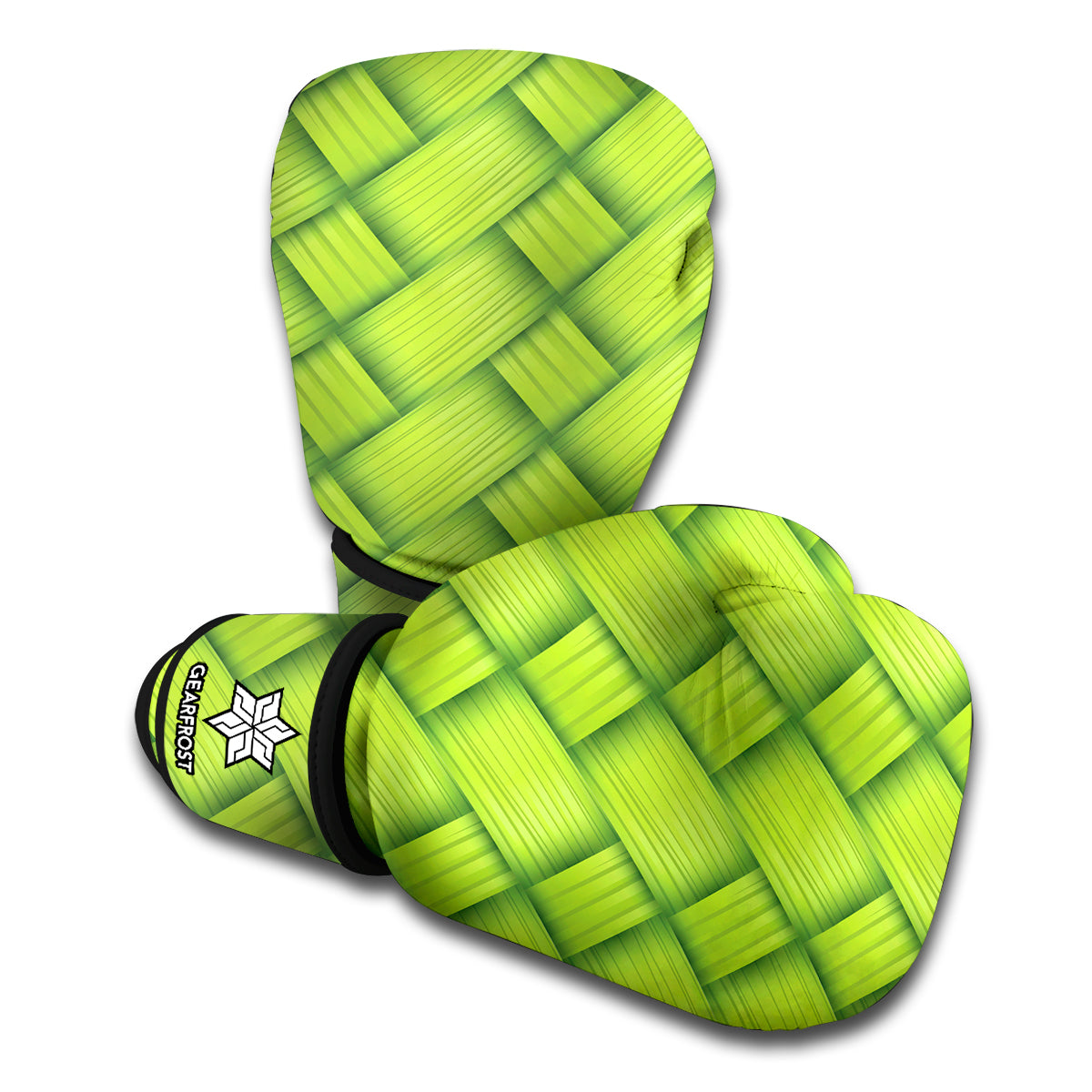 Green Bamboo Texture Print Boxing Gloves