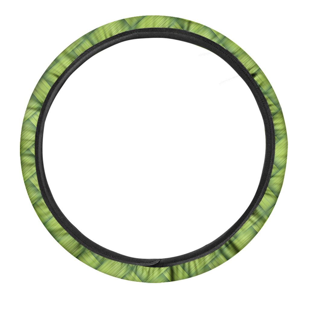 Green Bamboo Texture Print Car Steering Wheel Cover