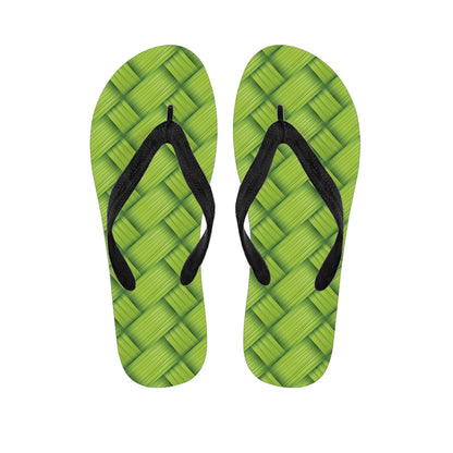 Green Bamboo Texture Print Flip Flops