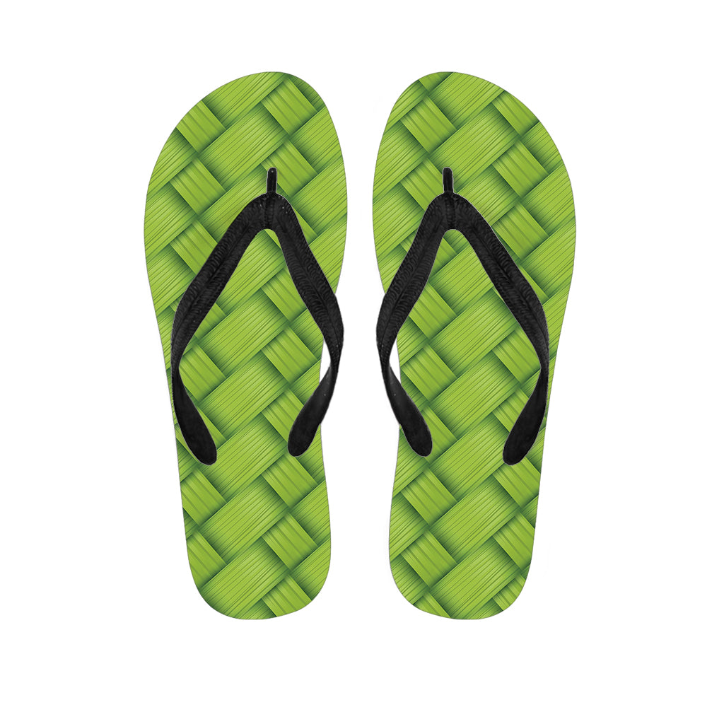 Green Bamboo Texture Print Flip Flops