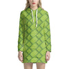 Green Bamboo Texture Print Hoodie Dress