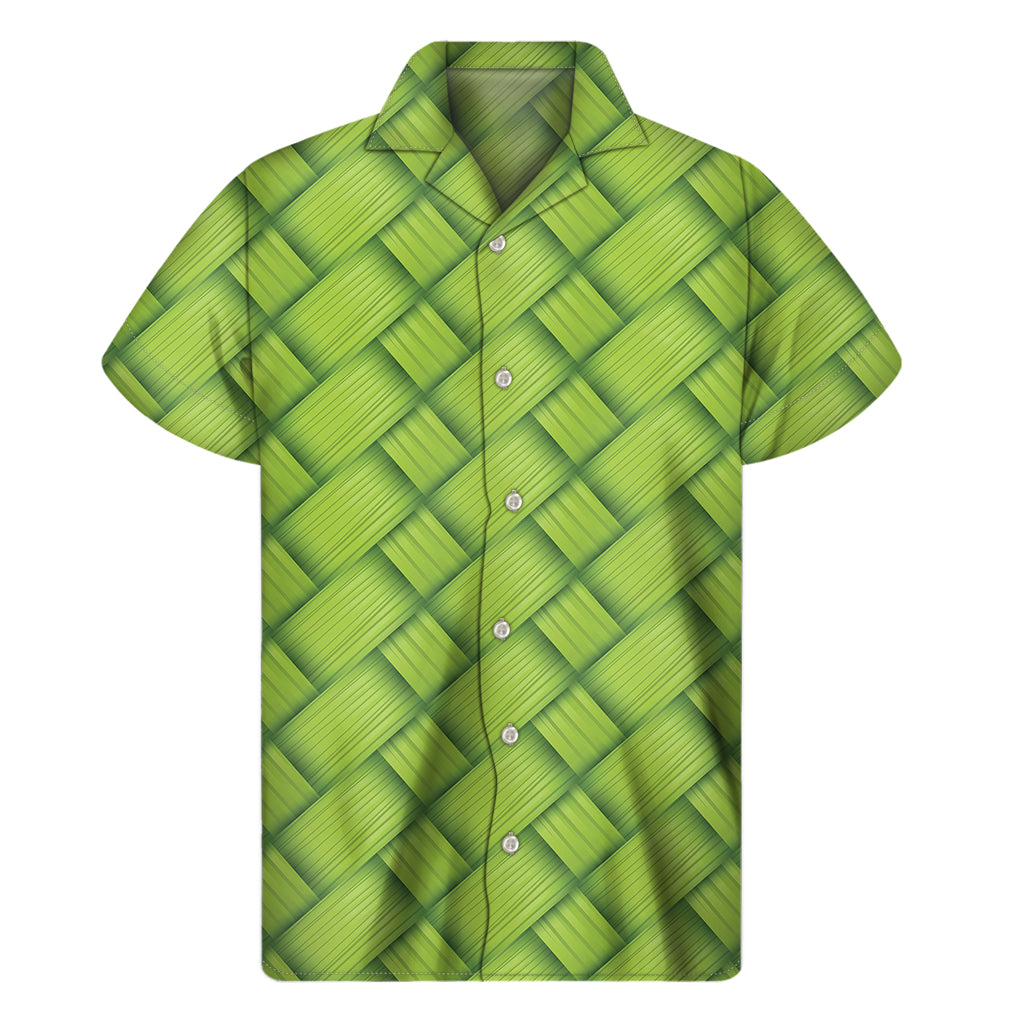 Green Bamboo Texture Print Men's Short Sleeve Shirt