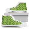 Green Bamboo Texture Print White High Top Shoes