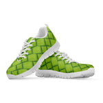 Green Bamboo Texture Print White Sneakers