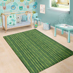 Green Bamboo Tree Pattern Print Area Rug