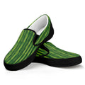 Green Bamboo Tree Pattern Print Black Slip On Sneakers