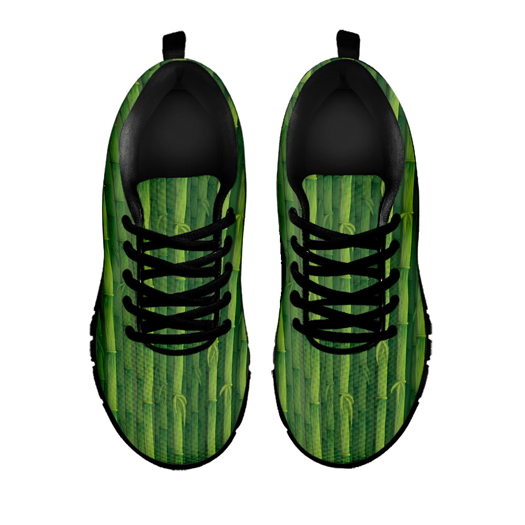 Green Bamboo Tree Pattern Print Black Sneakers