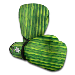 Green Bamboo Tree Pattern Print Boxing Gloves