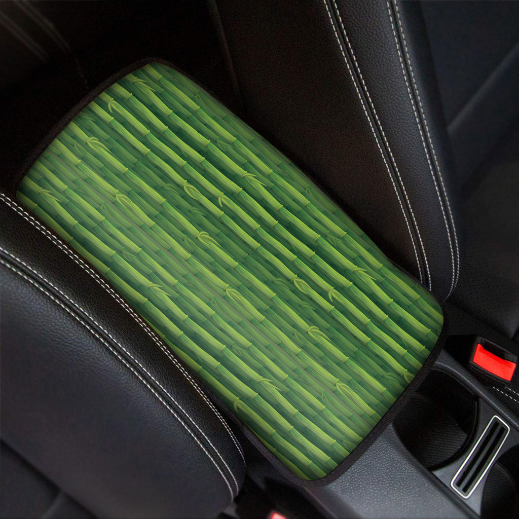 Green Bamboo Tree Pattern Print Car Center Console Cover