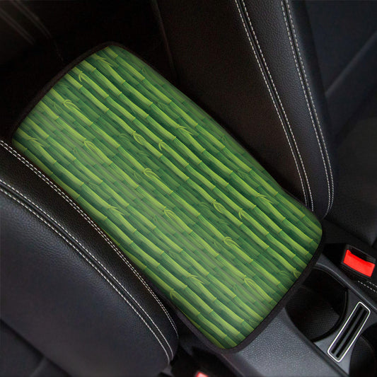 Green Bamboo Tree Pattern Print Car Center Console Cover