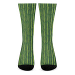 Green Bamboo Tree Pattern Print Crew Socks