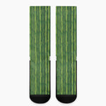 Green Bamboo Tree Pattern Print Crew Socks