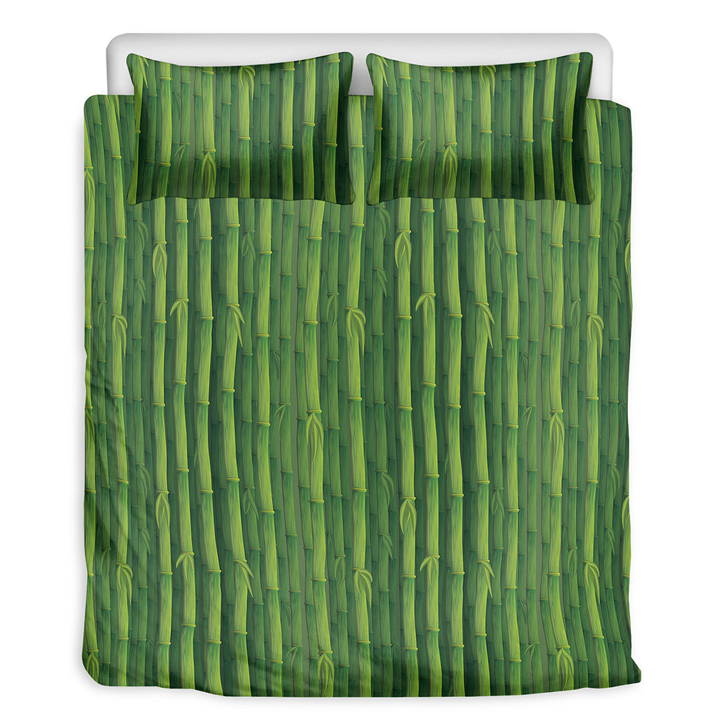 Green Bamboo Tree Pattern Print Duvet Cover Bedding Set