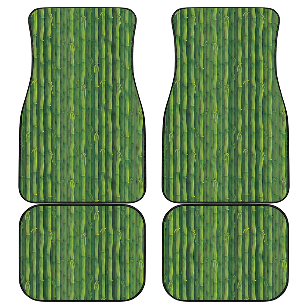 Green Bamboo Tree Pattern Print Front and Back Car Floor Mats