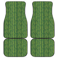 Green Bamboo Tree Pattern Print Front and Back Car Floor Mats