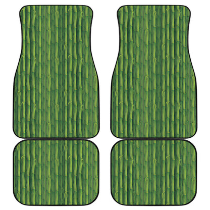 Green Bamboo Tree Pattern Print Front and Back Car Floor Mats