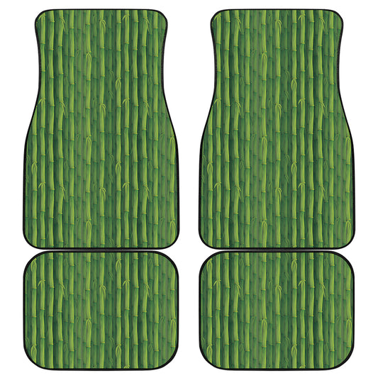 Green Bamboo Tree Pattern Print Front and Back Car Floor Mats