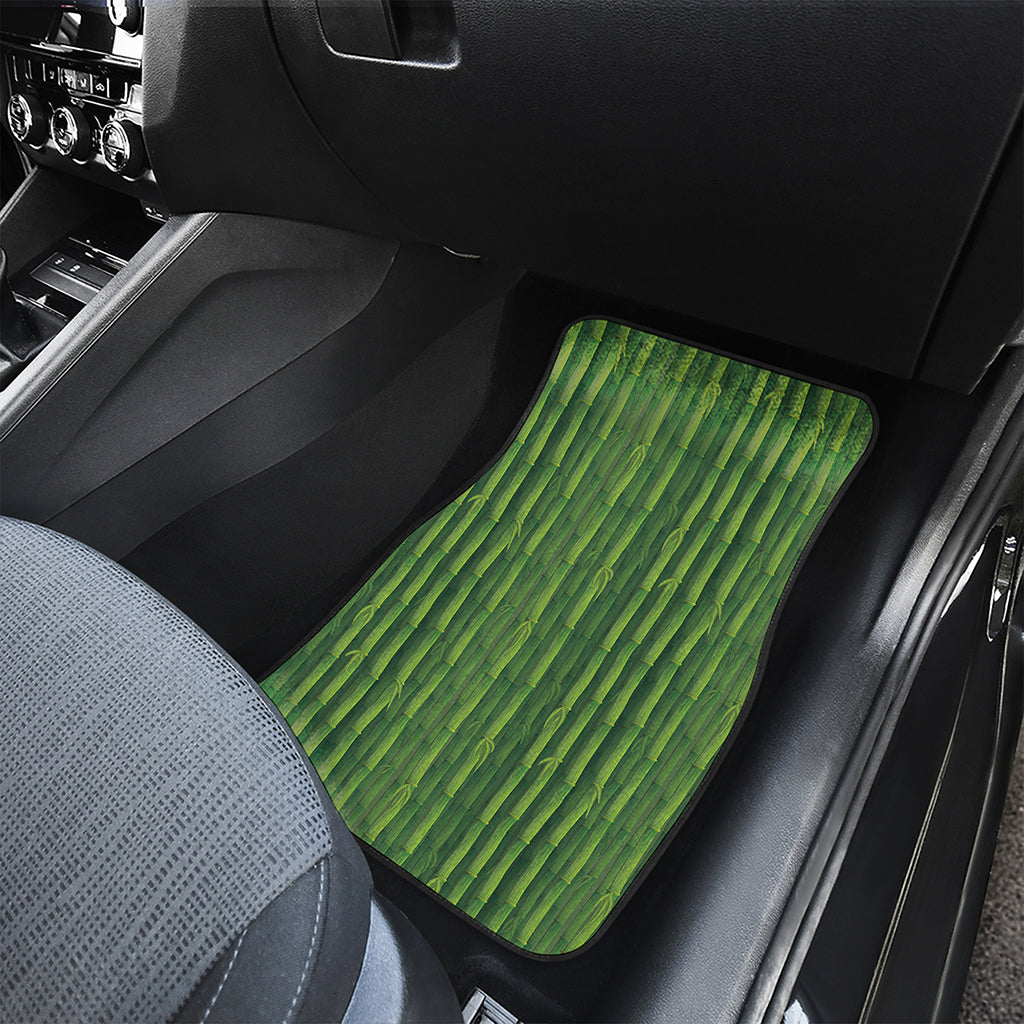 Green Bamboo Tree Pattern Print Front and Back Car Floor Mats