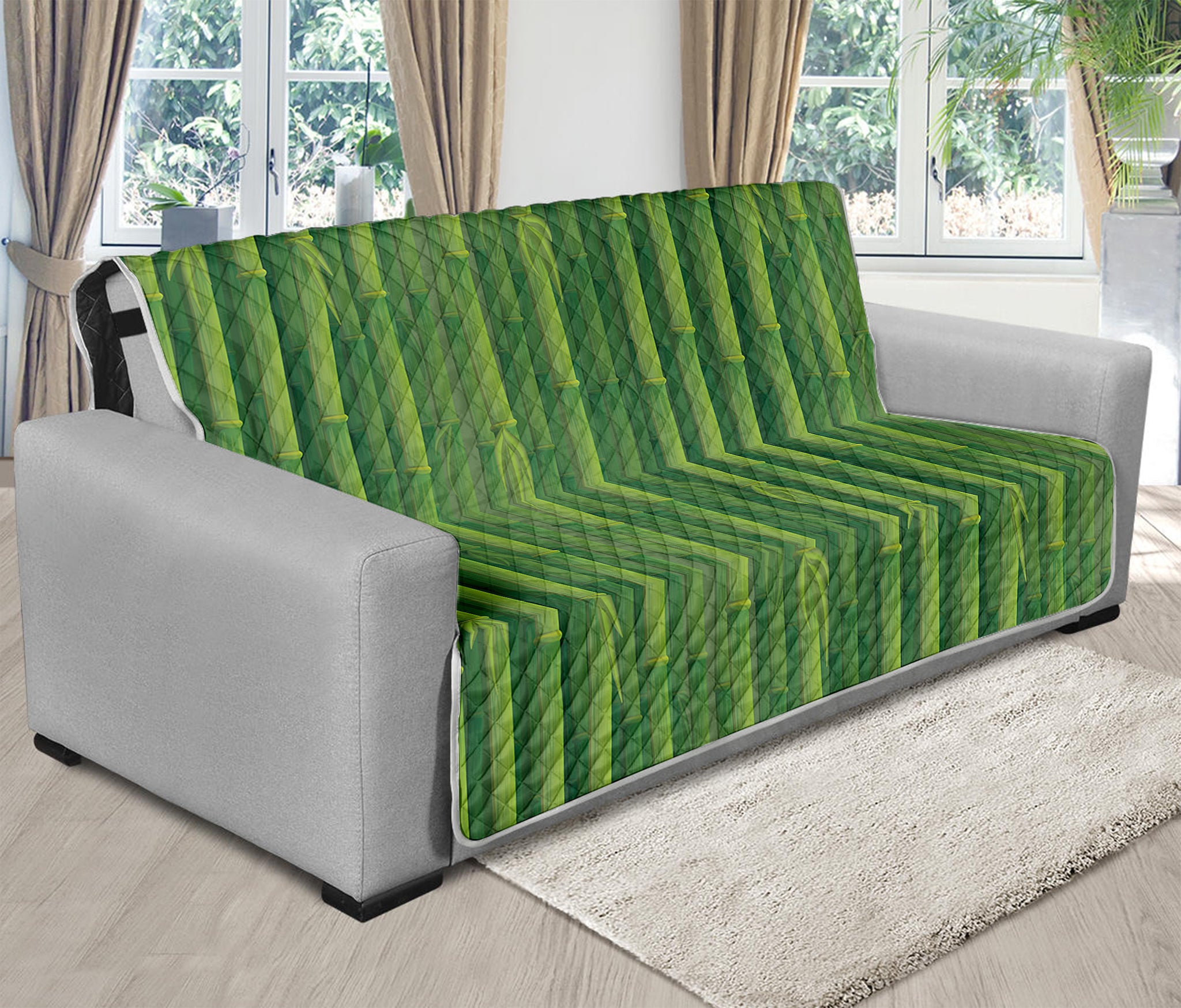 Green Bamboo Tree Pattern Print Futon Protector