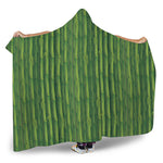 Green Bamboo Tree Pattern Print Hooded Blanket