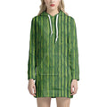 Green Bamboo Tree Pattern Print Pullover Hoodie Dress