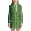 Green Bamboo Tree Pattern Print Hoodie Dress