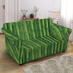 Green Bamboo Tree Pattern Print Loveseat Slipcover