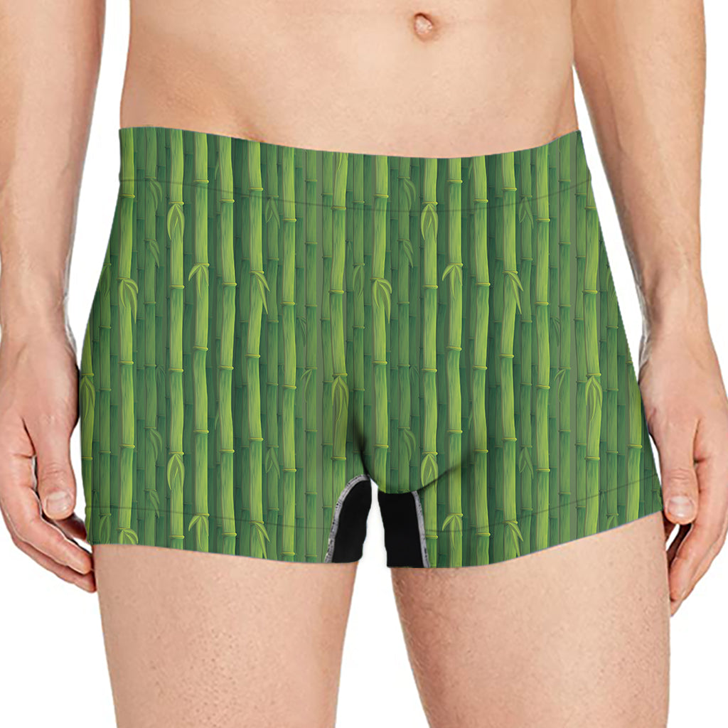 Green Bamboo Tree Pattern Print Men's Boxer Briefs