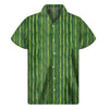 Green Bamboo Tree Pattern Print Men's Short Sleeve Shirt