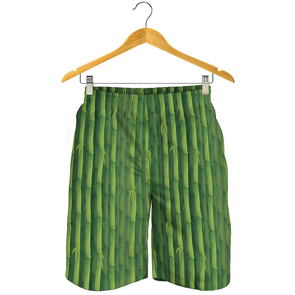 Green Bamboo Tree Pattern Print Men's Shorts