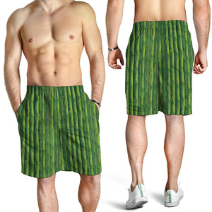 Green Bamboo Tree Pattern Print Men's Shorts