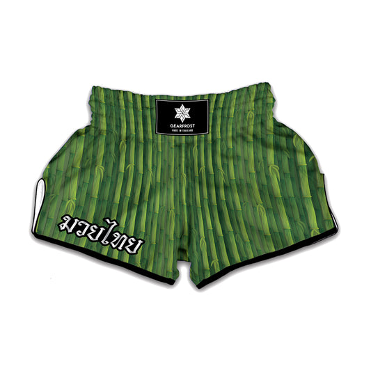Green Bamboo Tree Pattern Print Muay Thai Boxing Shorts