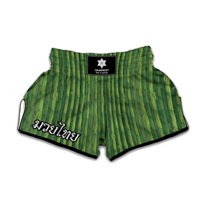 Green Bamboo Tree Pattern Print Muay Thai Boxing Shorts