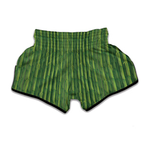 Green Bamboo Tree Pattern Print Muay Thai Boxing Shorts